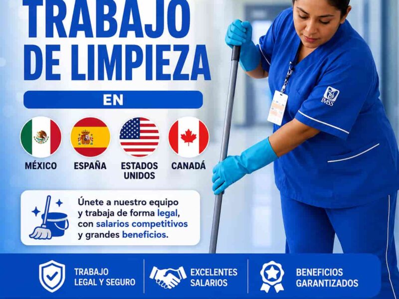 ¿Buscas trabajo de limpieza en México, España, Estados Unidos o Canadá?