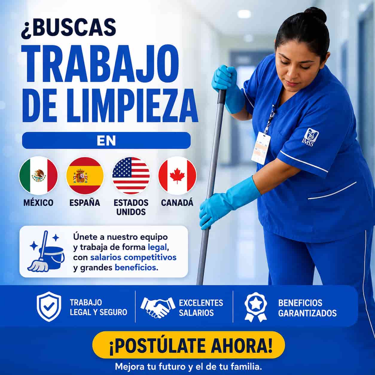 ¿Buscas trabajo de limpieza en México, España, Estados Unidos o Canadá?
